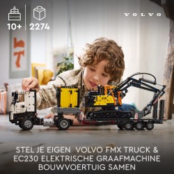 LEGO Technic 42175 Autocarro Volvo FMX ed Escavatore elettrico EC230