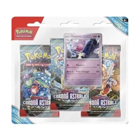 POKEMON - BLISTER 3 BUSTINE - CORONA ASTRALE + PROMO TINKATON