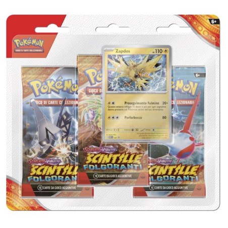 POKEMON - BLISTER 3 BUSTINE - SCINTILLE FOLGORANTI + PROMO ZAPDOS