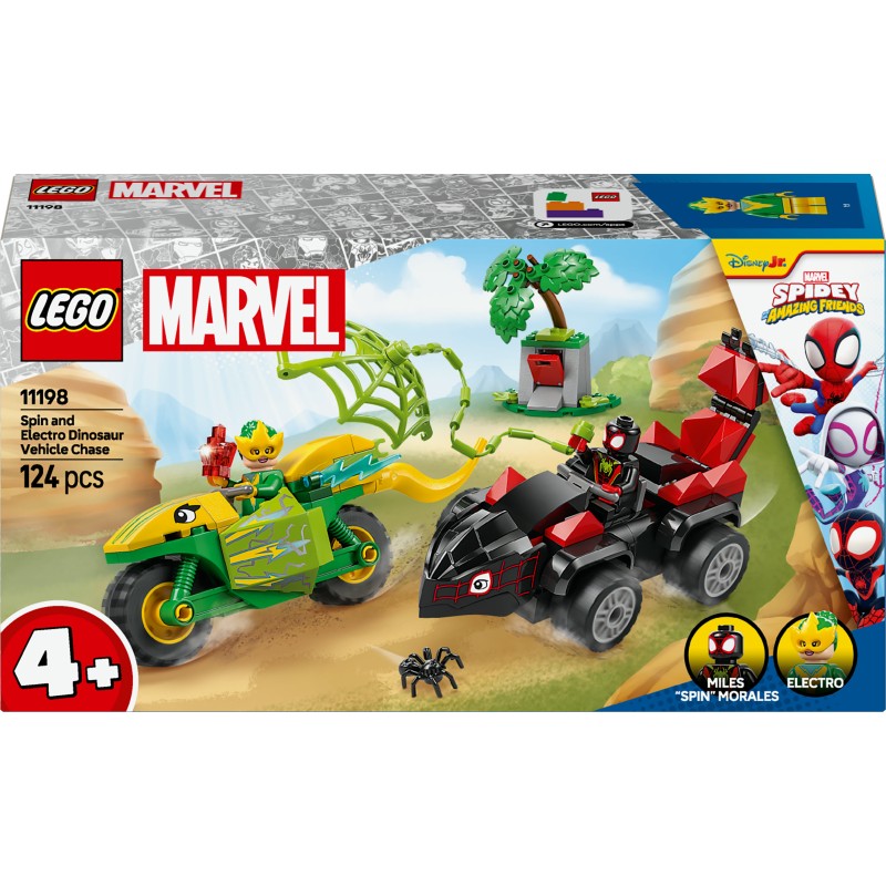 LEGO MARVEL 11198 Inseguimento sui dino-veicoli di Spin ed Electro