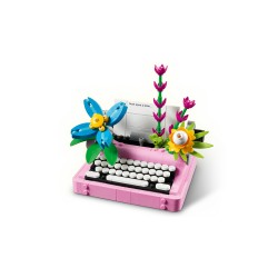 Typemachine met bloemen