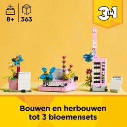 Typemachine met bloemen