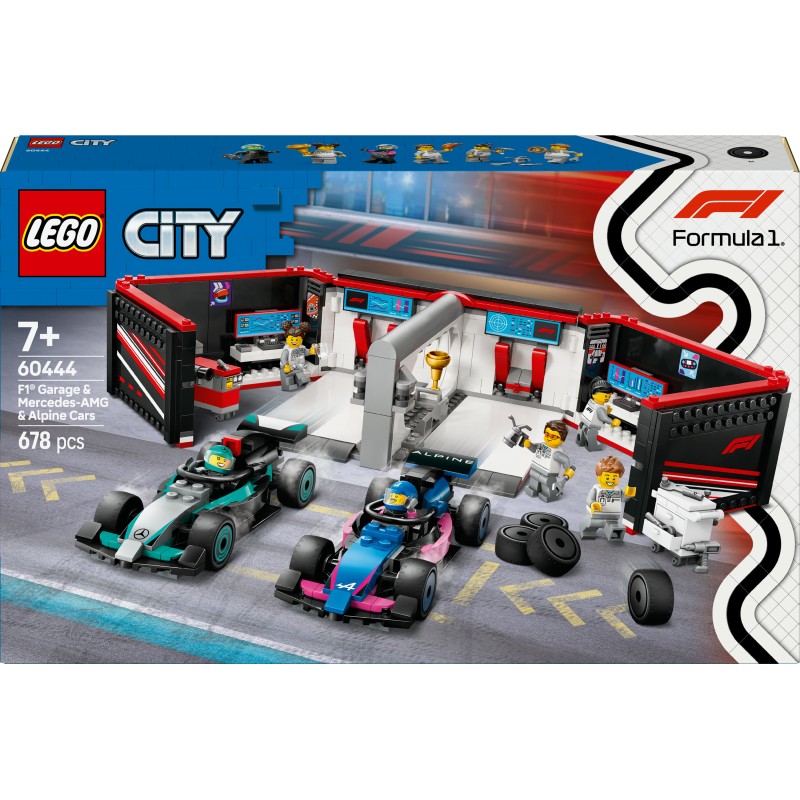 LEGO City 60444 Garage con monoposto Mercedes-AMG e Alpine F1®