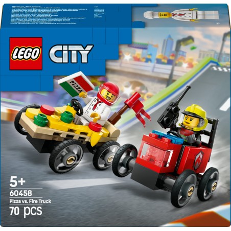 LEGO City 60458 Pack veicoli da corsa: pizzaiolo contro pompiere