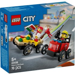 LEGO City 60458 Pack veicoli da corsa: pizzaiolo contro pompiere