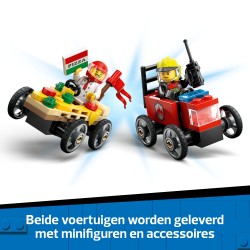 LEGO City 60458 Pack veicoli da corsa: pizzaiolo contro pompiere