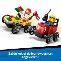 LEGO City 60458 Pack veicoli da corsa: pizzaiolo contro pompiere