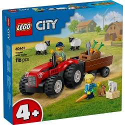 Red Farm Tractor with Trailer & Sheep