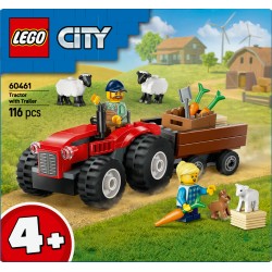 Red Farm Tractor with Trailer & Sheep