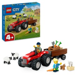 Red Farm Tractor with Trailer & Sheep