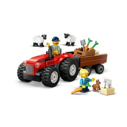 Red Farm Tractor with Trailer & Sheep