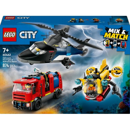 LEGO City 60462 Elicottero, autopompa e sottomarino