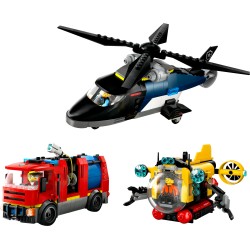 LEGO City 60462 Elicottero, autopompa e sottomarino