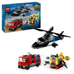 LEGO City 60462 Elicottero, autopompa e sottomarino