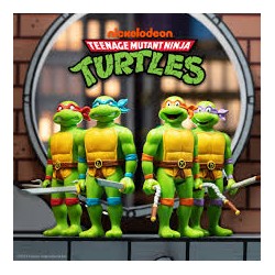 Super 7 ReAction - Teenage Mutant Ninja Turtles - Bundle 4 personaggi Donatello Leonardo Raffaello Michelangelo TMNT