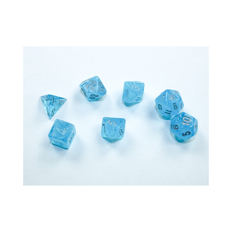 Chessex - Set 7 Dadi Poliedrici Mini - Luminary Sky/Silver