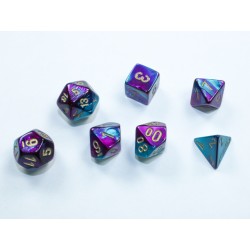 Chessex - Set 7 Dadi Poliedrici Gemini Mini - Purple-Teal/Gold