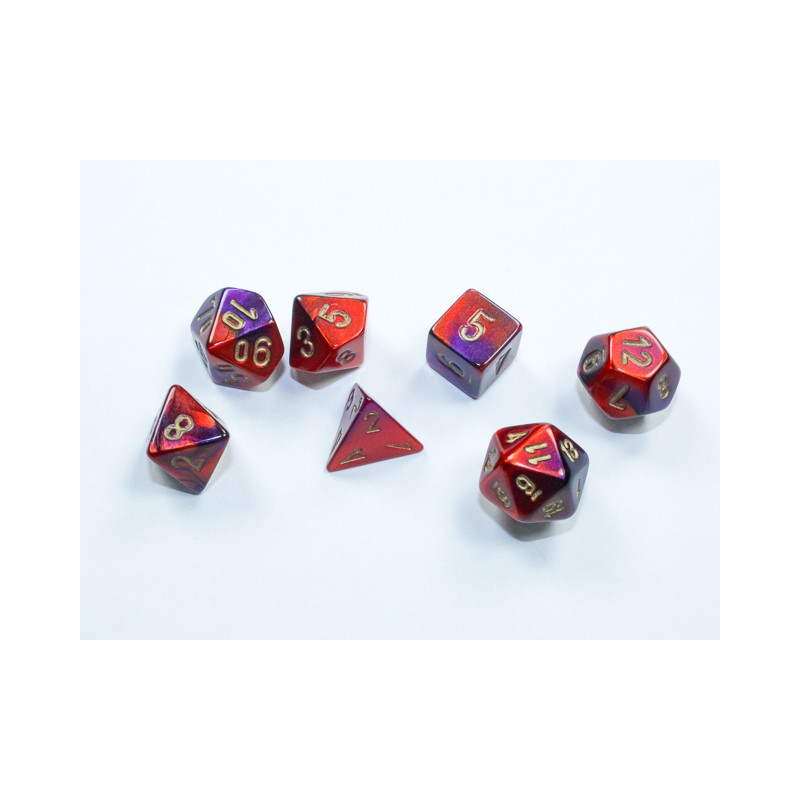 Chessex - Set 7 Dadi Poliedrici Gemini Mini - Purple-Red/Gold