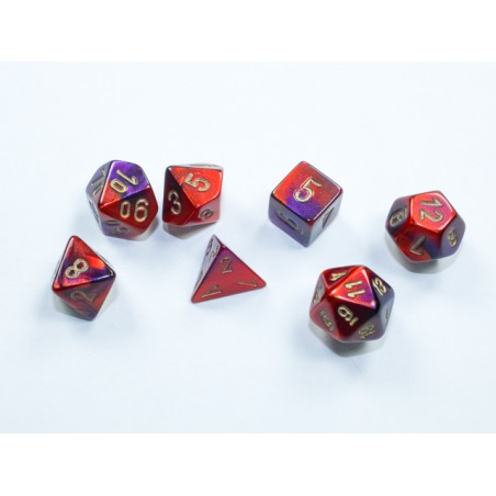 Chessex - Set 7 Dadi Poliedrici Gemini Mini - Purple-Red/Gold