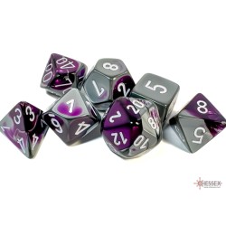 Chessex - Set 7 Dadi Poliedrici Gemini - Purple-Steel W/White